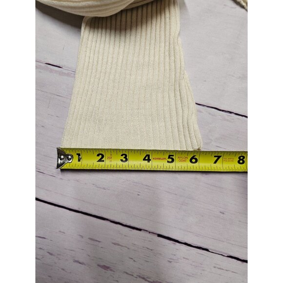 VENUS S IVORY CREAM COLD SHOULDER RIBBED KNIT GTOMMET TUNIC SIDE SLIT SWEATER TO - Picture 8 of 15